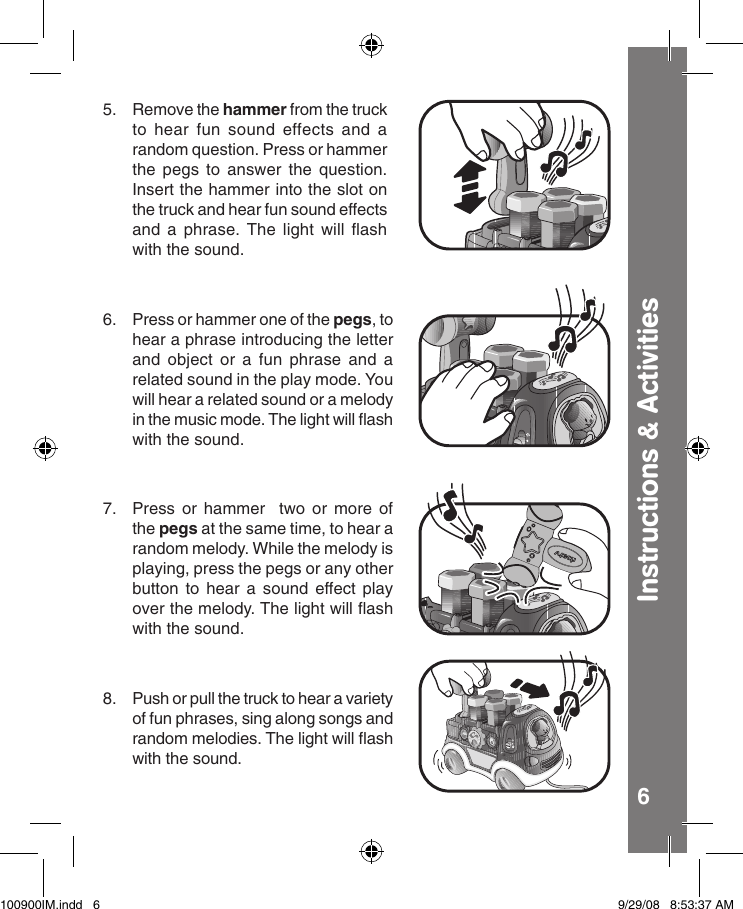 Page 7 of 11 - Vtech Vtech-Hammer-Fun-Learning-Truck-Owners-Manual- Hammer Fun Learning Truck - Manual  Vtech-hammer-fun-learning-truck-owners-manual