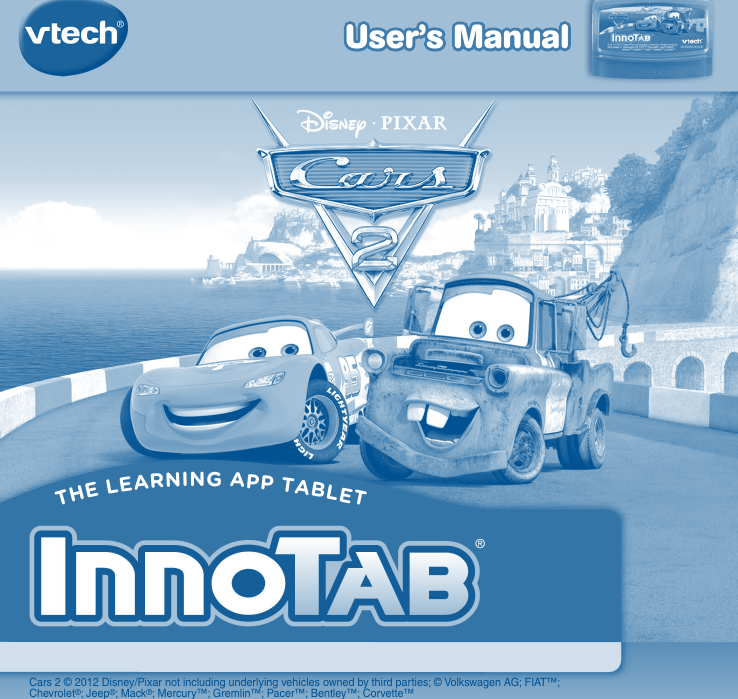 Page 1 of 10 - Vtech Vtech-Innotab-Software-Cars-2-Owners-Manual-  Vtech-innotab-software-cars-2-owners-manual