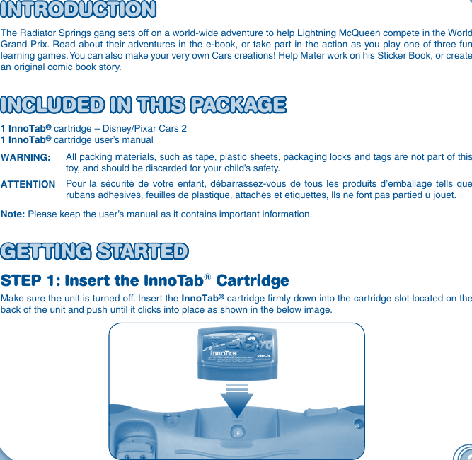 Page 3 of 10 - Vtech Vtech-Innotab-Software-Cars-2-Owners-Manual-  Vtech-innotab-software-cars-2-owners-manual
