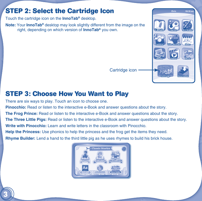 Page 4 of 12 - Vtech Vtech-Innotab-Software-Classic-Stories-Owners-Manual-  Vtech-innotab-software-classic-stories-owners-manual
