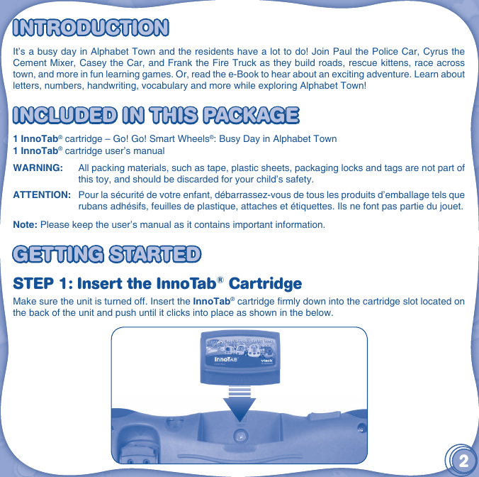 Page 3 of 12 - Vtech Vtech-Innotab-Software-Go-Go-Smart-Wheels-Owners-Manual-  Vtech-innotab-software-go-go-smart-wheels-owners-manual