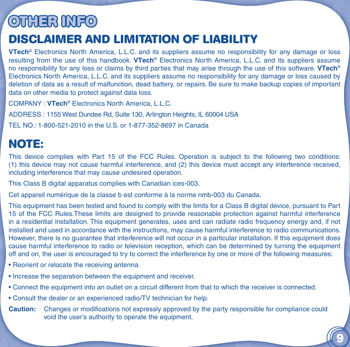 Page 10 of 10 - Vtech Vtech-Innotab-Software-Mickey-Mouse-Clubhouse-Owners-Manual-  Vtech-innotab-software-mickey-mouse-clubhouse-owners-manual