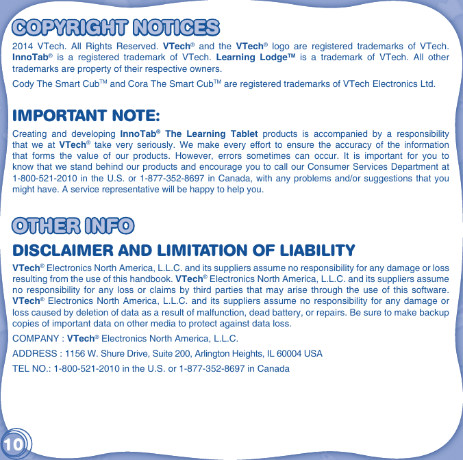 Page 11 of 12 - Vtech Vtech-Innotab-Software-My-First-Nursery-Rhymes-Owners-Manual-  Vtech-innotab-software-my-first-nursery-rhymes-owners-manual