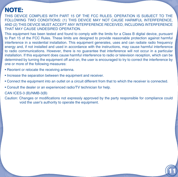 Page 12 of 12 - Vtech Vtech-Innotab-Software-My-First-Nursery-Rhymes-Owners-Manual-  Vtech-innotab-software-my-first-nursery-rhymes-owners-manual
