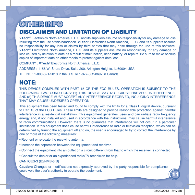 Page 12 of 12 - Vtech Vtech-Innotab-Software-Sofia-The-First-Owners-Manual-  Vtech-innotab-software-sofia-the-first-owners-manual