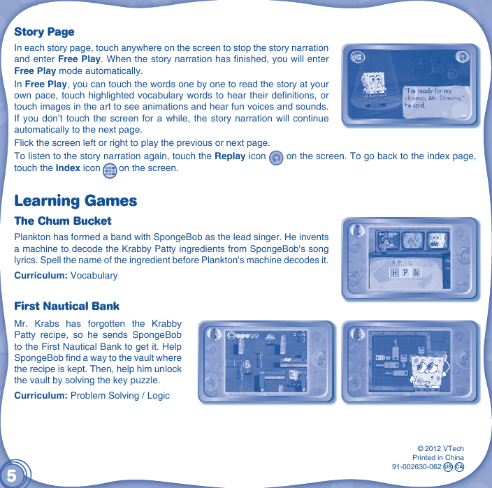 Page 6 of 10 - Vtech Vtech-Innotab-Software-Spongebob-Squarepants-Owners-Manual-  Vtech-innotab-software-spongebob-squarepants-owners-manual
