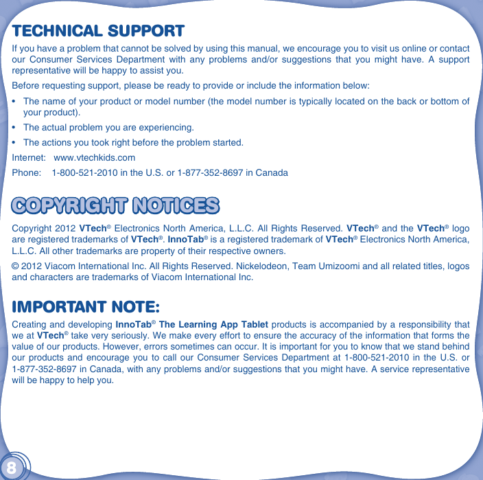 Page 9 of 10 - Vtech Vtech-Innotab-Software-Team-Umizoomi-Owners-Manual-  Vtech-innotab-software-team-umizoomi-owners-manual