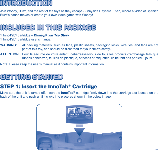 Page 3 of 10 - Vtech Vtech-Innotab-Software-Toy-Story-Owners-Manual- Vtech-innotab-software-toy-story-owners-manual