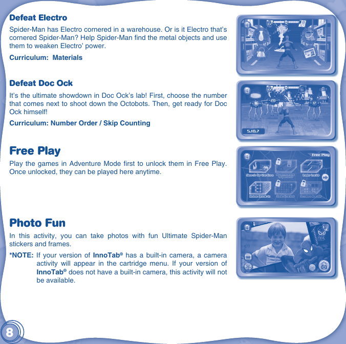 Page 9 of 12 - Vtech Vtech-Innotab-Software-Ultimate-Spider-Man-Owners-Manual-  Vtech-innotab-software-ultimate-spider-man-owners-manual