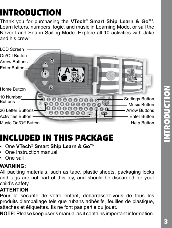 Page 3 of 10 - Vtech Vtech-Jake-And-The-Neverland-Pirates-Smart-Ship-Learn-And-Go-Owners-Manual-  Vtech-jake-and-the-neverland-pirates-smart-ship-learn-and-go-owners-manual