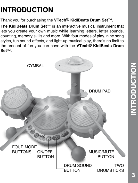 vtech kidibeats drum set pink