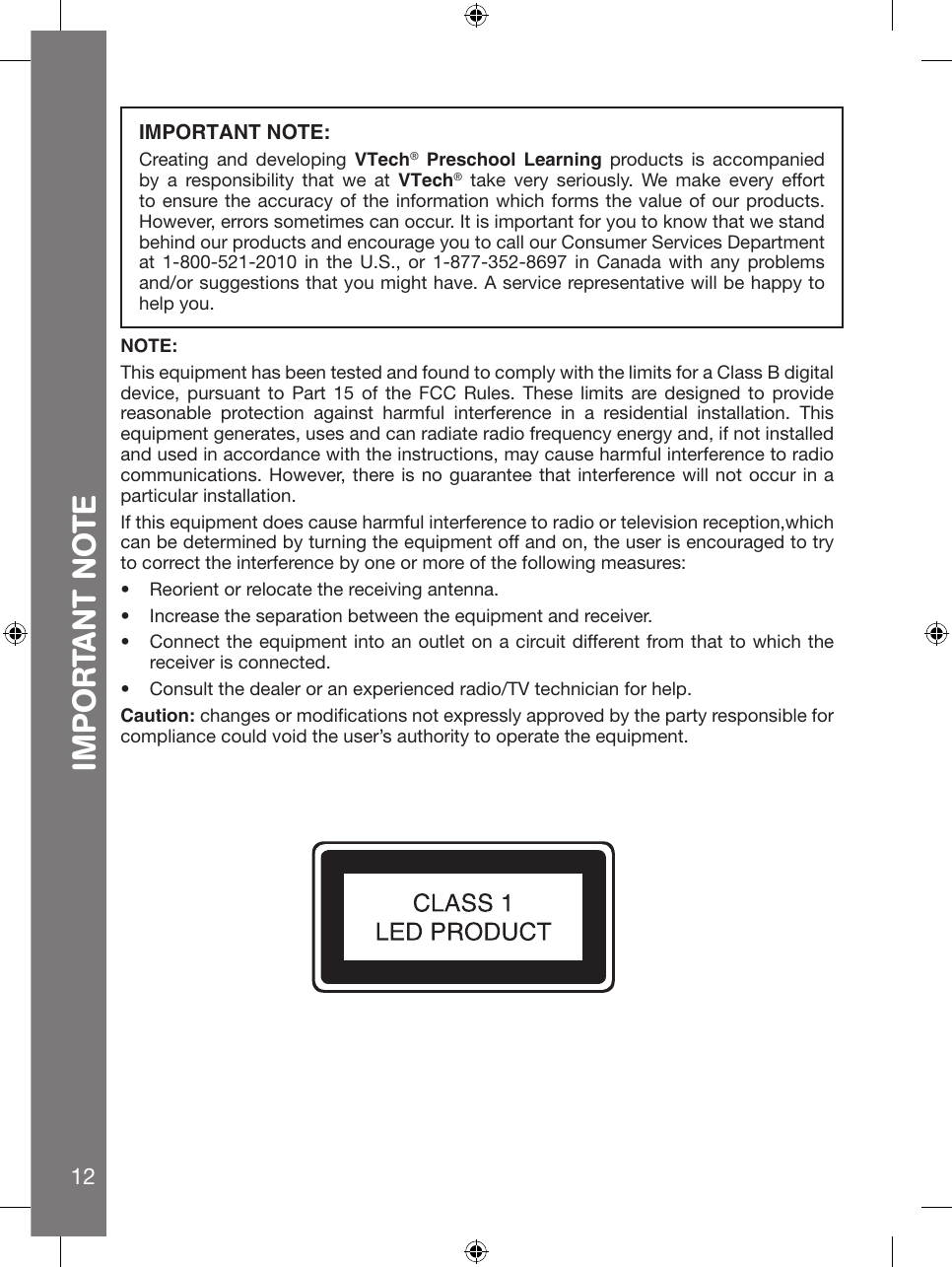 Page 12 of 12 - Vtech Vtech-Kiditab-Color-Owners-Manual-  Vtech-kiditab-color-owners-manual