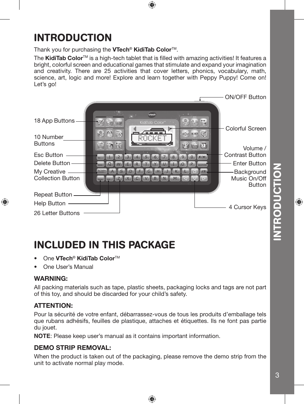 Page 3 of 12 - Vtech Vtech-Kiditab-Color-Owners-Manual-  Vtech-kiditab-color-owners-manual