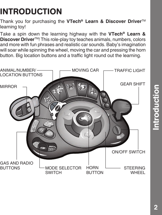 Page 3 of 10 - Vtech Vtech-Learn-And-Discover-Driver-Owners-Manual-  Vtech-learn-and-discover-driver-owners-manual