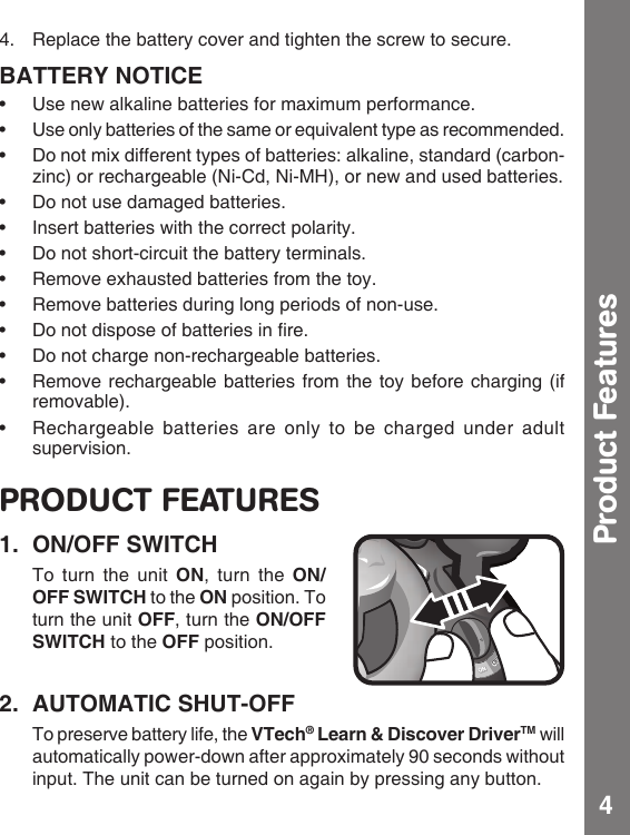 Page 5 of 10 - Vtech Vtech-Learn-And-Discover-Driver-Owners-Manual-  Vtech-learn-and-discover-driver-owners-manual