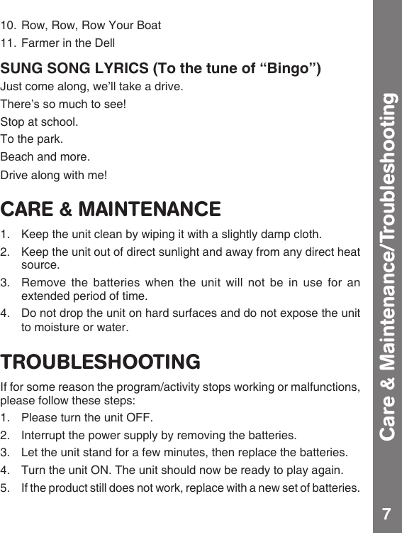 Page 8 of 10 - Vtech Vtech-Learn-And-Discover-Driver-Owners-Manual-  Vtech-learn-and-discover-driver-owners-manual