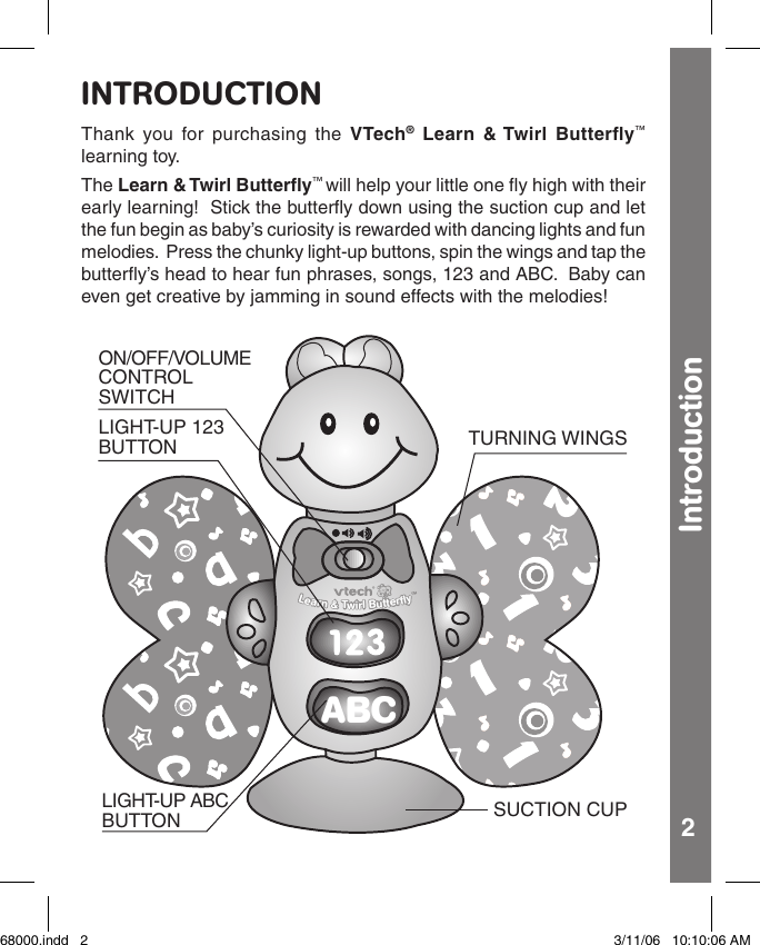 Page 3 of 9 - Vtech Vtech-Learn-And-Twirl-Butterfly-Owners-Manual- 68000  Vtech-learn-and-twirl-butterfly-owners-manual
