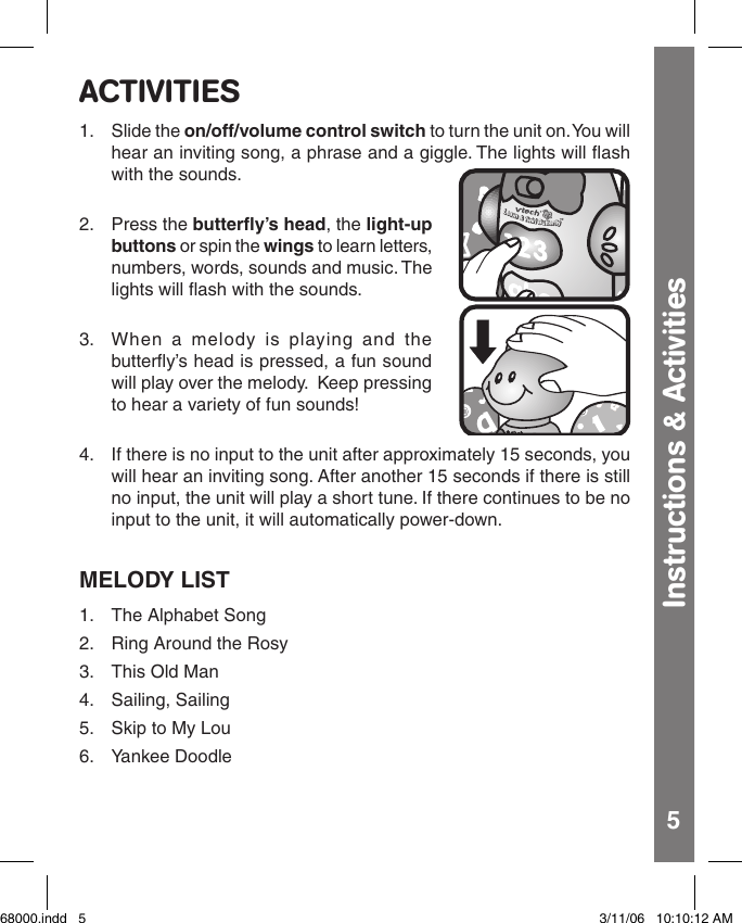 Page 6 of 9 - Vtech Vtech-Learn-And-Twirl-Butterfly-Owners-Manual- 68000  Vtech-learn-and-twirl-butterfly-owners-manual