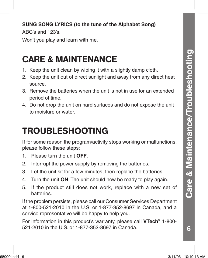 Page 7 of 9 - Vtech Vtech-Learn-And-Twirl-Butterfly-Owners-Manual- 68000  Vtech-learn-and-twirl-butterfly-owners-manual