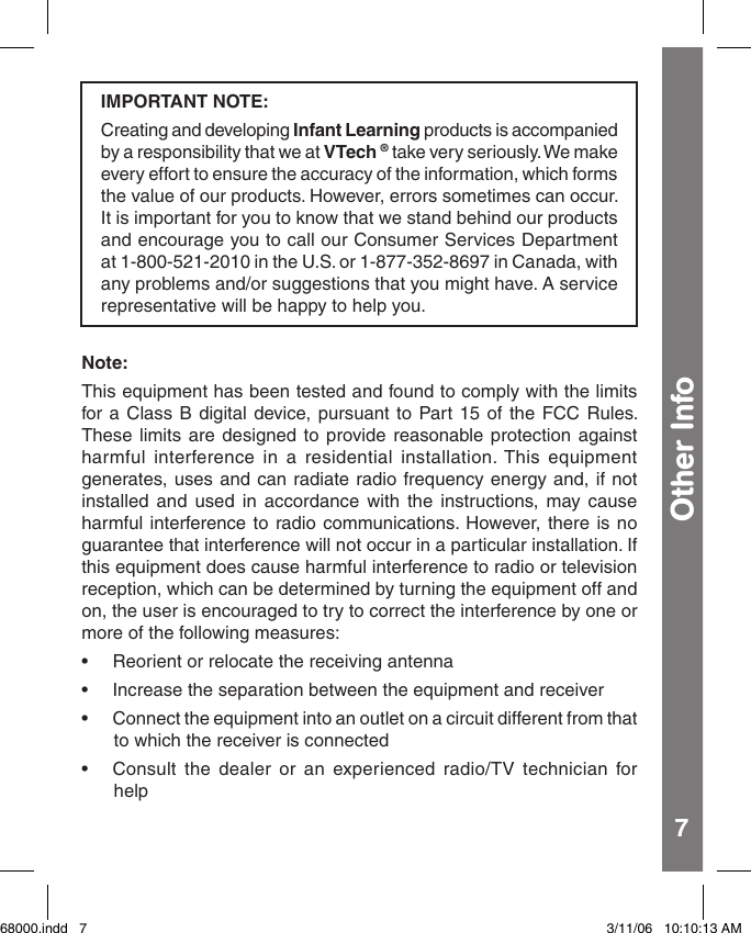 Page 8 of 9 - Vtech Vtech-Learn-And-Twirl-Butterfly-Owners-Manual- 68000  Vtech-learn-and-twirl-butterfly-owners-manual