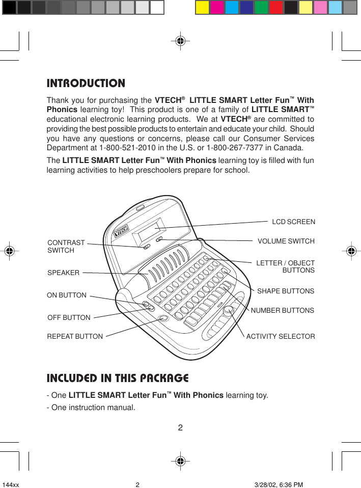 Page 3 of 12 - Vtech Vtech-Letter-Fun-With-Phonics-Owners-Manual- Letter Fun With Phonics  Vtech-letter-fun-with-phonics-owners-manual