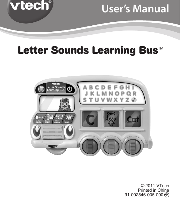 Page 1 of 10 - Vtech Vtech-Letter-Sounds-Learning-Bus-Owners-Manual-  Vtech-letter-sounds-learning-bus-owners-manual