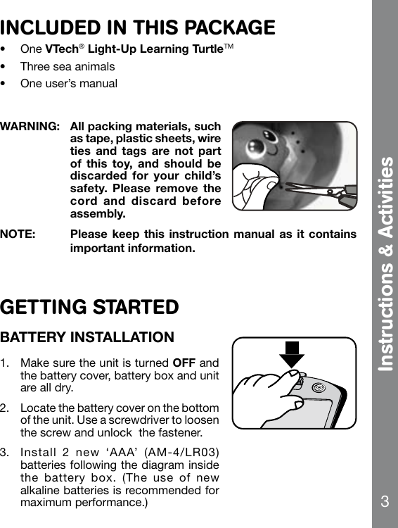Page 4 of 11 - Vtech Vtech-Light-Up-Learning-Turtle-Owners-Manual-  Vtech-light-up-learning-turtle-owners-manual