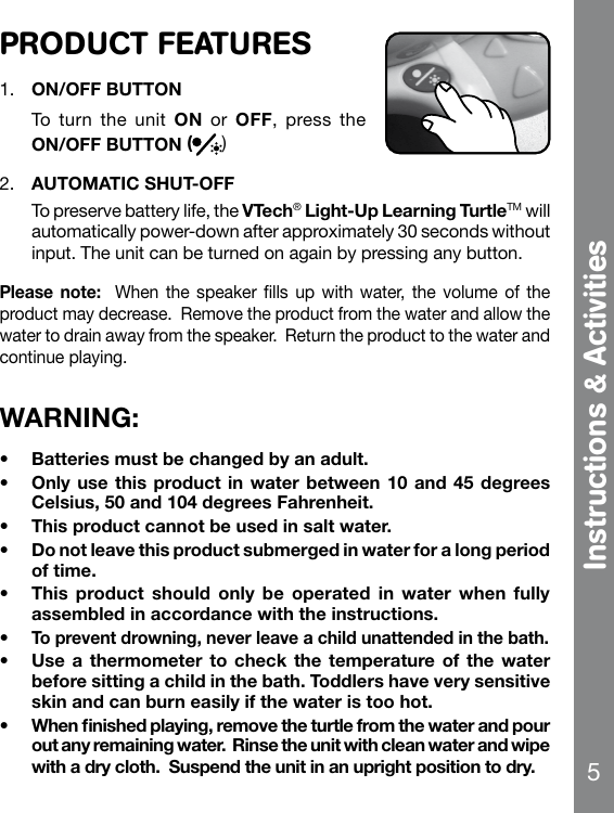 Page 6 of 11 - Vtech Vtech-Light-Up-Learning-Turtle-Owners-Manual-  Vtech-light-up-learning-turtle-owners-manual