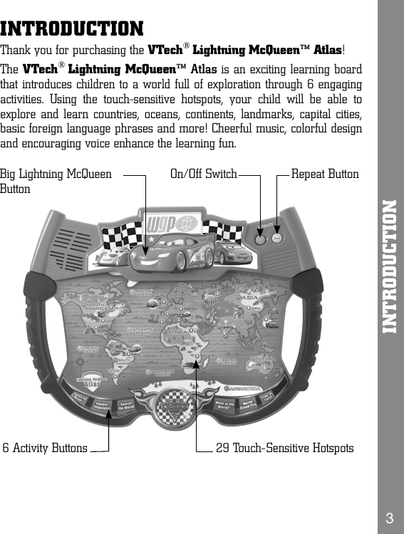 Page 3 of 10 - Vtech Vtech-Lightning-Mcqueen-Atlas-Owners-Manual-  Vtech-lightning-mcqueen-atlas-owners-manual