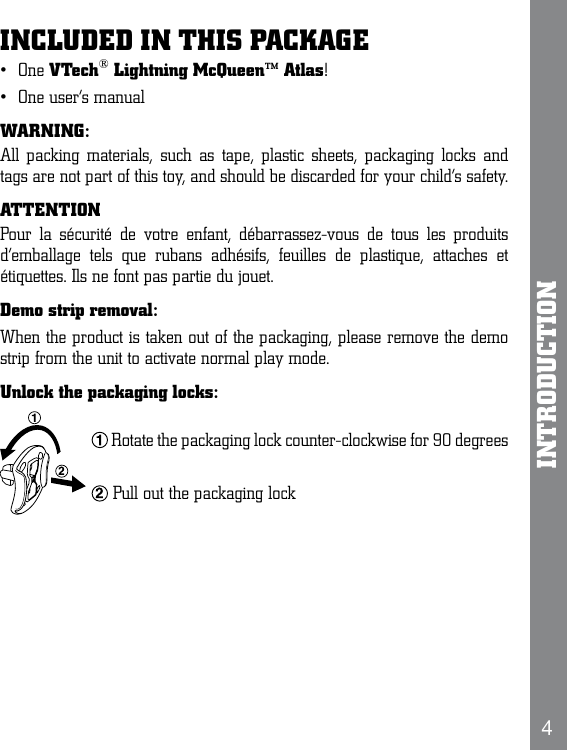 Page 4 of 10 - Vtech Vtech-Lightning-Mcqueen-Atlas-Owners-Manual-  Vtech-lightning-mcqueen-atlas-owners-manual