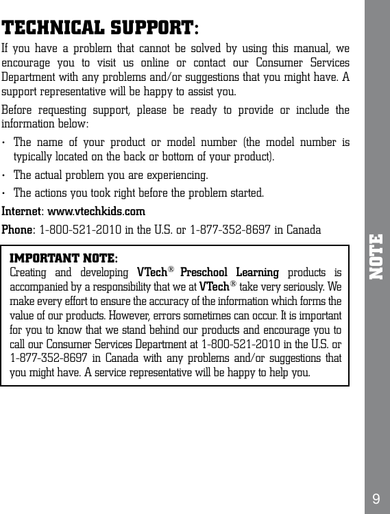 Page 9 of 10 - Vtech Vtech-Lightning-Mcqueen-Atlas-Owners-Manual-  Vtech-lightning-mcqueen-atlas-owners-manual