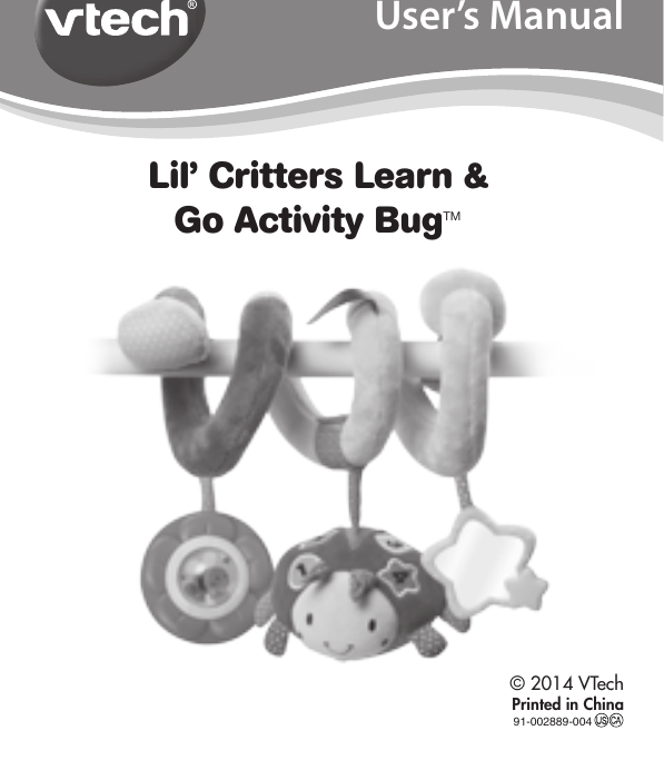 Page 1 of 11 - Vtech Vtech-Lil-Critters-Learn-And-Go-Activity-Bug-Owners-Manual-  Vtech-lil-critters-learn-and-go-activity-bug-owners-manual
