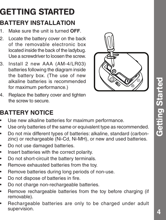 Page 5 of 11 - Vtech Vtech-Lil-Critters-Learn-And-Go-Activity-Bug-Owners-Manual-  Vtech-lil-critters-learn-and-go-activity-bug-owners-manual