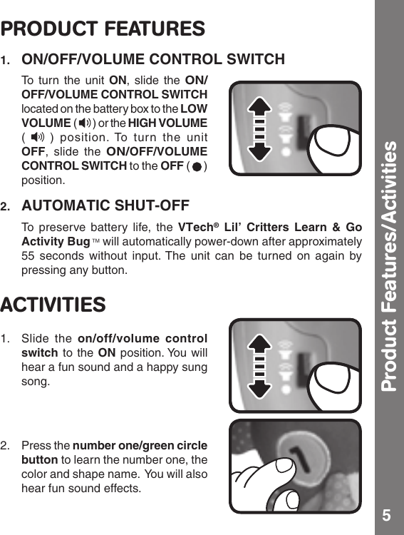 Page 6 of 11 - Vtech Vtech-Lil-Critters-Learn-And-Go-Activity-Bug-Owners-Manual-  Vtech-lil-critters-learn-and-go-activity-bug-owners-manual