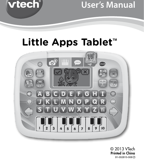 Page 1 of 12 - Vtech Vtech-Little-Apps-Tablet-Owners-Manual-  Vtech-little-apps-tablet-owners-manual