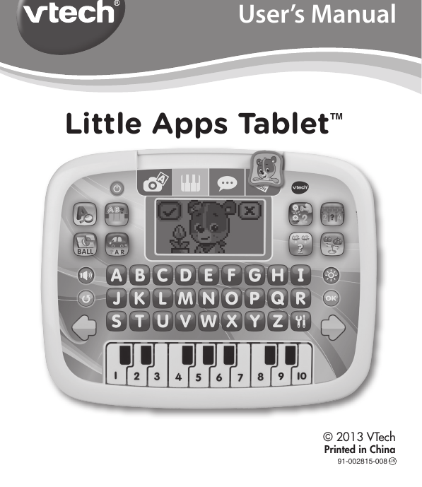 Page 1 of 12 - Vtech Vtech-Little-Apps-Tablet-Pink-Owners-Manual-  Vtech-little-apps-tablet-pink-owners-manual