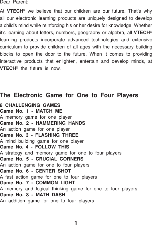 Vtech Mini Wizard Owners Manual