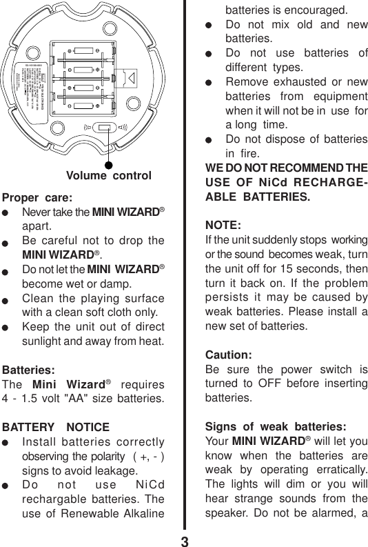 Vtech Mini Wizard Owners Manual