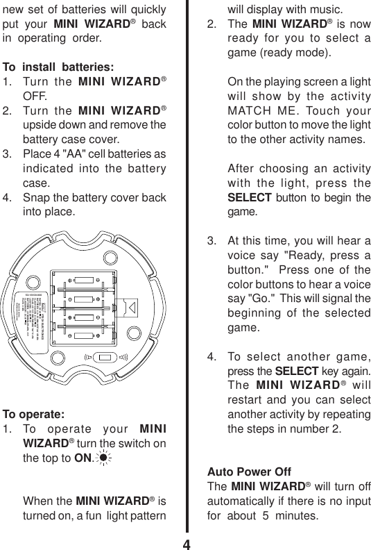 Page 5 of 12 - Vtech Vtech-Mini-Wizard-Owners-Manual- Mini Wizard  Vtech-mini-wizard-owners-manual