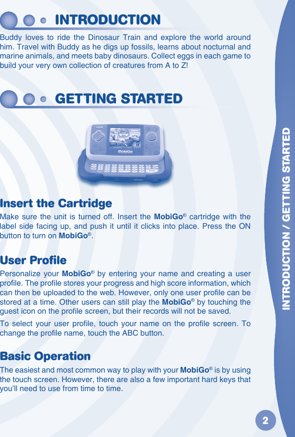 Page 3 of 10 - Vtech Vtech-Mobigo-Cartridge-Dinosaur-Train-Owners-Manual-  Vtech-mobigo-cartridge-dinosaur-train-owners-manual