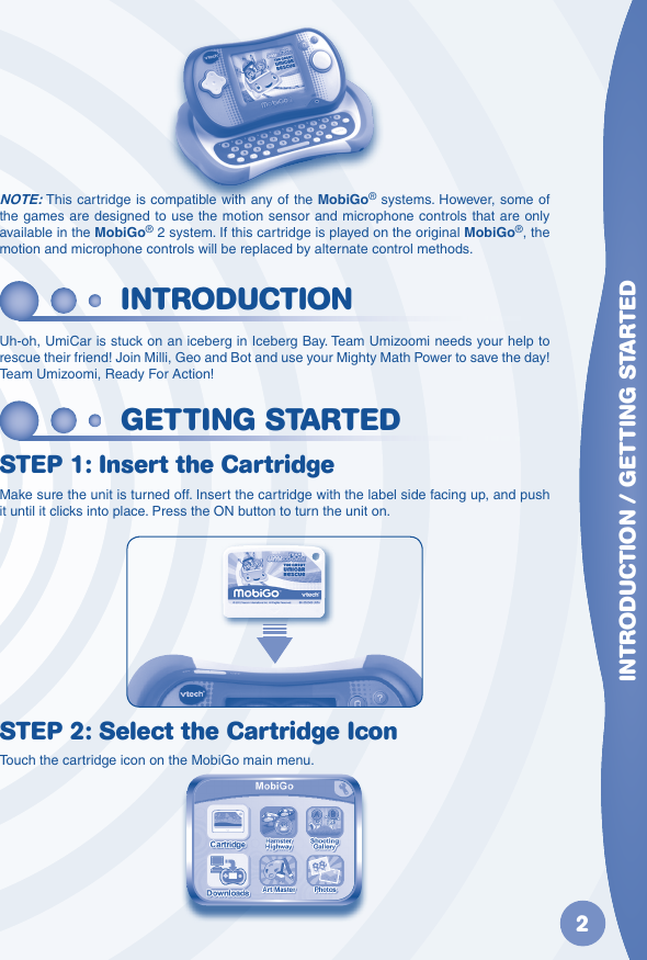 Page 3 of 10 - Vtech Vtech-Mobigo-Cartridge-Team-Umizoomi-Owners-Manual-  Vtech-mobigo-cartridge-team-umizoomi-owners-manual