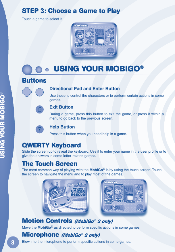 Page 4 of 10 - Vtech Vtech-Mobigo-Cartridge-Team-Umizoomi-Owners-Manual-  Vtech-mobigo-cartridge-team-umizoomi-owners-manual