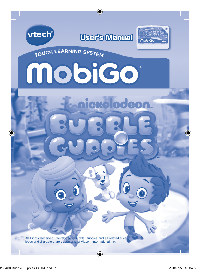 Page 1 of 12 - Vtech Vtech-Mobigo-Software-Bubble-Guppies-Owners-Manual-  Vtech-mobigo-software-bubble-guppies-owners-manual