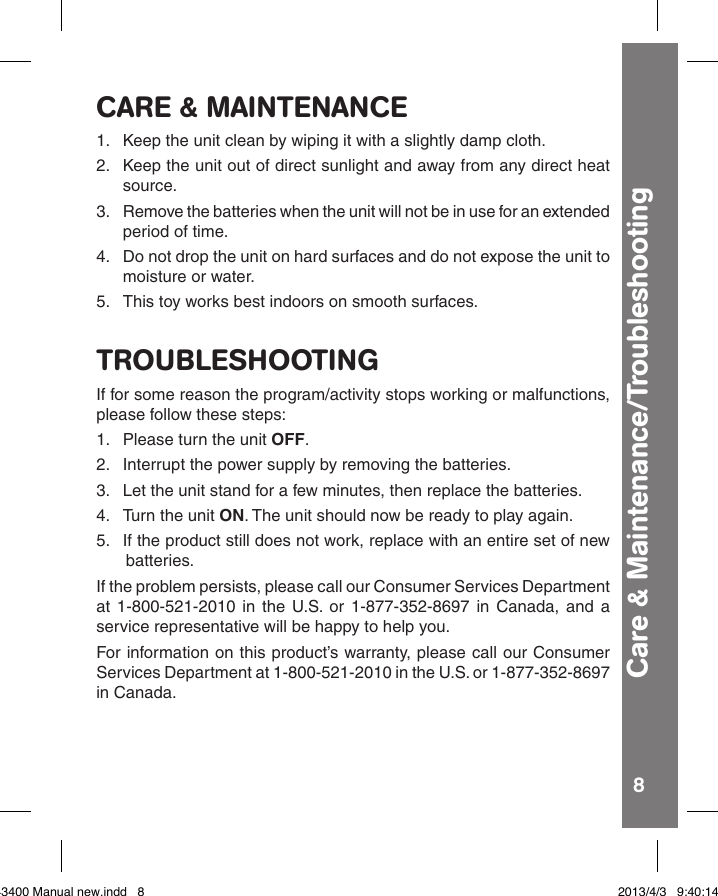 Page 8 of 10 - Vtech Vtech-Move-And-Zoom-Racer-Owners-Manual-  Vtech-move-and-zoom-racer-owners-manual