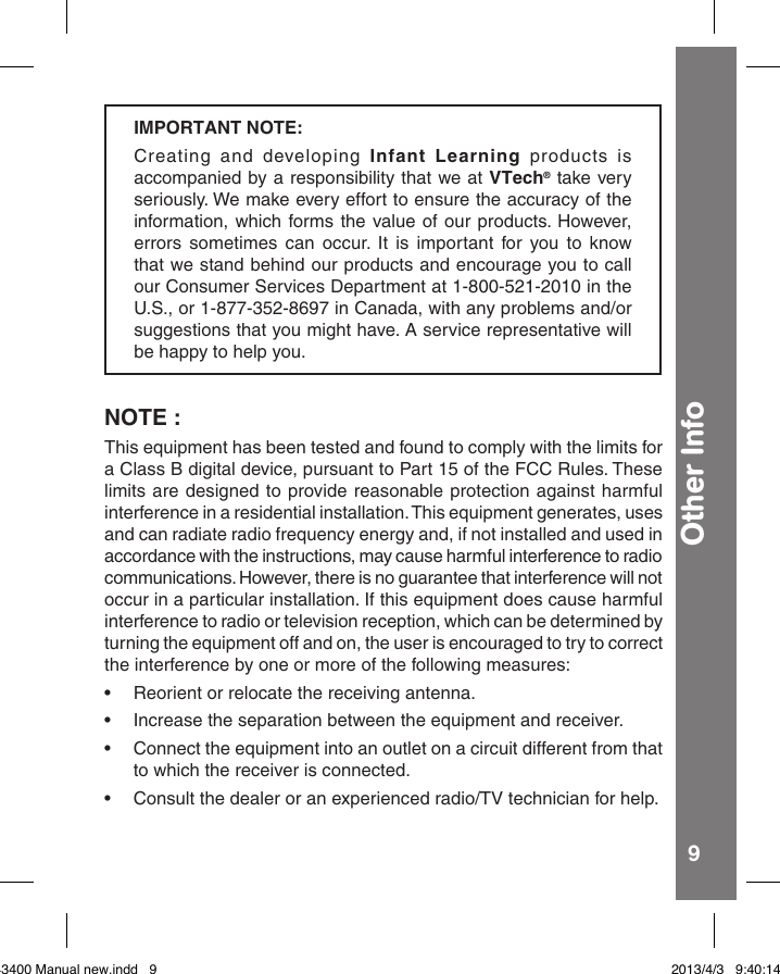 Page 9 of 10 - Vtech Vtech-Move-And-Zoom-Racer-Owners-Manual-  Vtech-move-and-zoom-racer-owners-manual