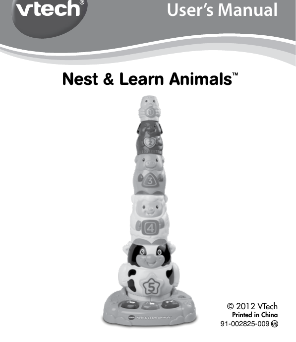 Page 1 of 10 - Vtech Vtech-Nest-And-Learn-Animals-Owners-Manual-  Vtech-nest-and-learn-animals-owners-manual