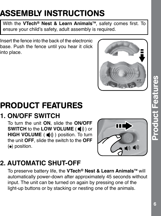 Page 6 of 10 - Vtech Vtech-Nest-And-Learn-Animals-Owners-Manual-  Vtech-nest-and-learn-animals-owners-manual