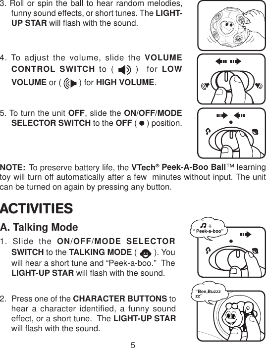 Page 5 of 7 - Vtech Vtech-Peek-A-Boo-Ball-Owners-Manual- Peek-A-Boo Ball  Vtech-peek-a-boo-ball-owners-manual