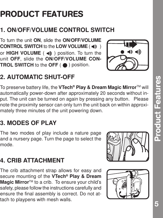 Page 6 of 11 - Vtech Vtech-Play-And-Dream-Magic-Mirror-Owners-Manual- 63000 I/M A/W  Vtech-play-and-dream-magic-mirror-owners-manual