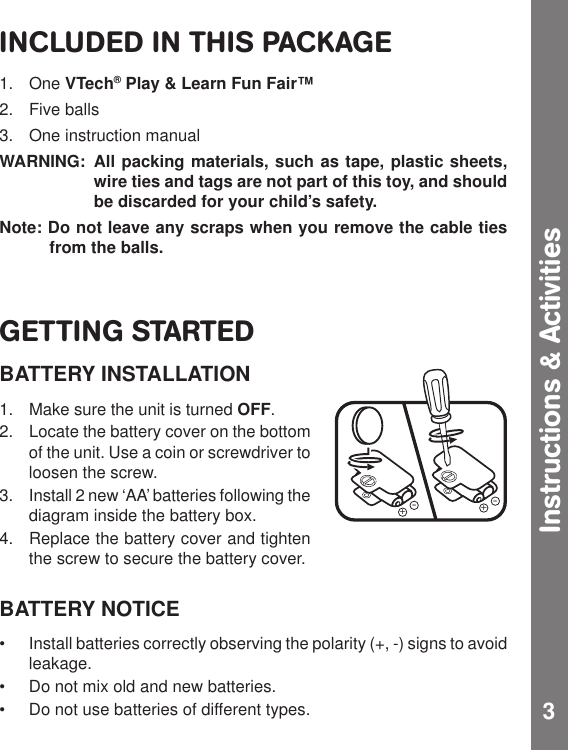 Page 4 of 10 - Vtech Vtech-Play-And-Learn-Fun-Fair-91-02100-000-Users-Manual-  Vtech-play-and-learn-fun-fair-91-02100-000-users-manual